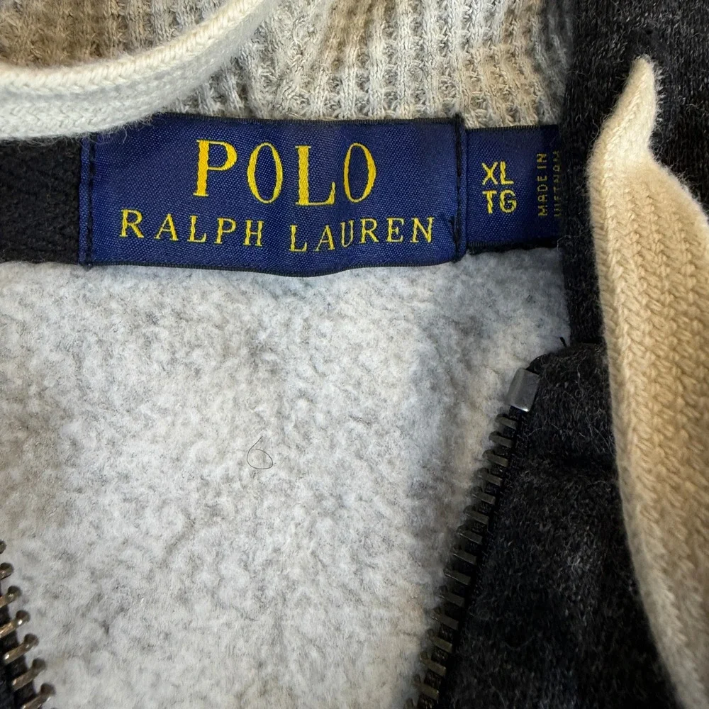 Polo Ralph Lauren Hoodie Mens XL 710625887016 Charcoal Grey Zip Up EUC